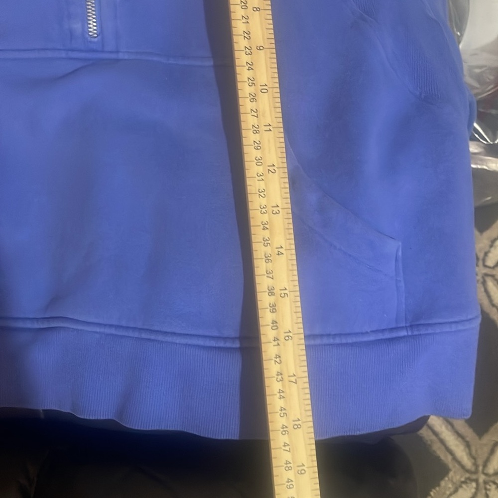 Lululemon scuba BEAUTIFUL Blue Half-Zip Cropped Hoodie XL XXL soft, thumb holes - Picture 11 of 14